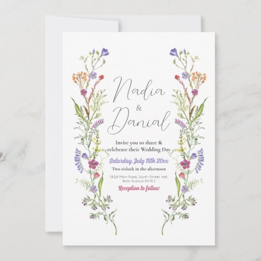 Wedding Wildflowers Floral Ditsy Print Kaart (Voorkant)