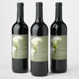 Wedding  Wine Label "Delicate Calla Lilies" Wijn Etiket