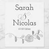 Wedding wine label personalized minimalist  wijn etiket (Enkel label)