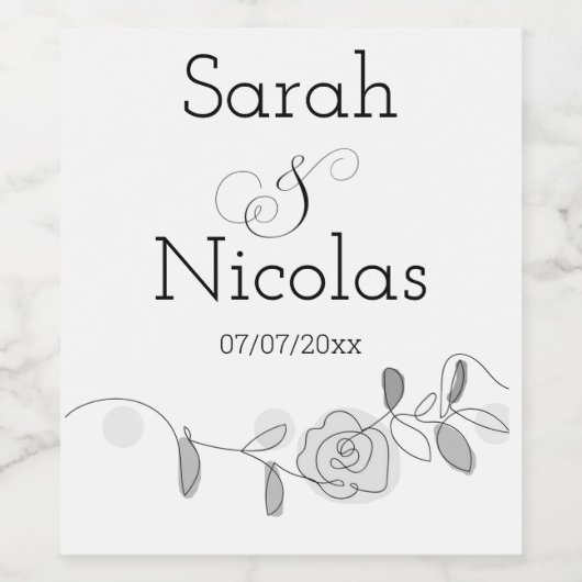 Wedding wine label personalized minimalist wijn etiket (Enkel label)