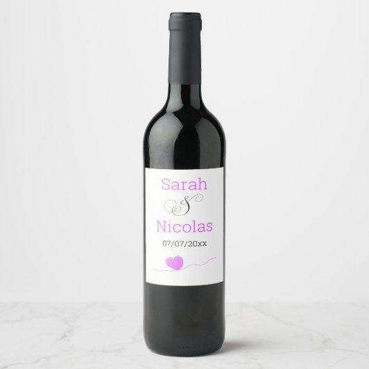 Wedding wine label personalized minimalist  wijn etiket (Voorkant)