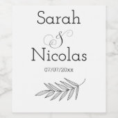 Wedding wine label personalized minimalist  wijn etiket (Enkel label)