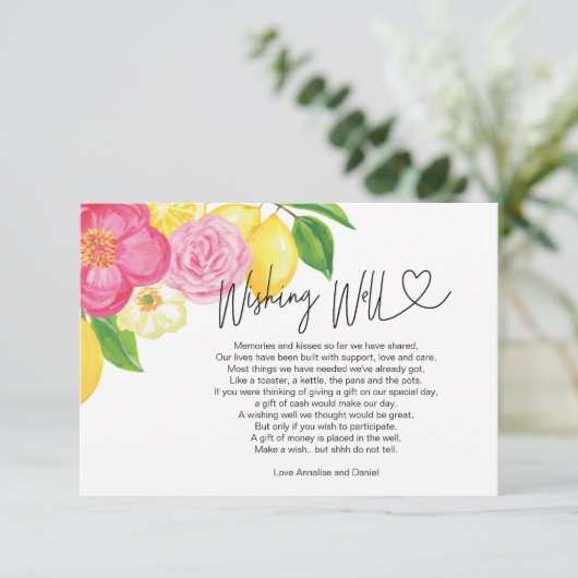 Wedding Wishing Well Gift Request Floral Informatiekaartje (Staand voorkant)