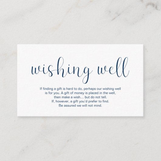 Wedding Wishing Well, Minimal design, Navy blufont Informatiekaartje (Voorkant)