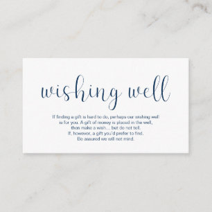Wedding Wishing Well, Minimal design, Navy blufont Informatiekaartje