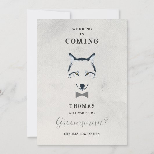 Wedding Wolf Groomsman Grey Shades Grey Bow Tie (Voorkant)