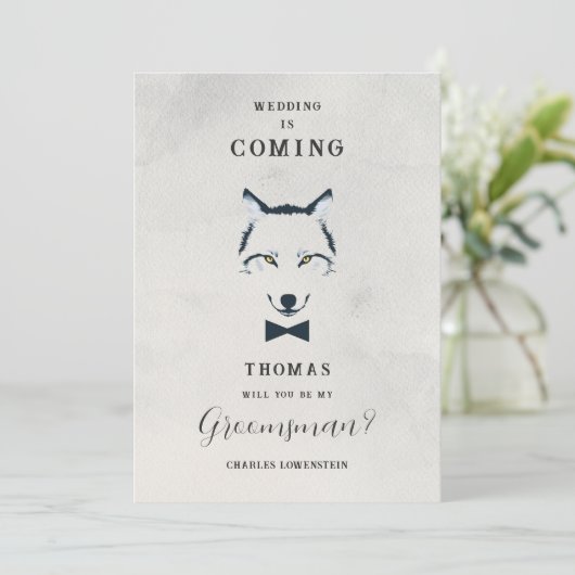 Wedding Wolf Groomsman Grey Shades Proposal (Staand voorkant)