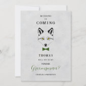 Wedding Wolf Jr Groomsman Grey Shades Green Bow  (Voorkant)