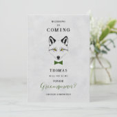 Wedding Wolf Jr Groomsman Grey Shades Green Bow  (Staand voorkant)