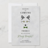 Wedding Wolf Ring Bearer Grey Shades Green Bow Tie (Voorkant)