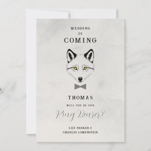 Wedding Wolf Ring Bearer Grey Shades Grey Bow Tie (Voorkant)