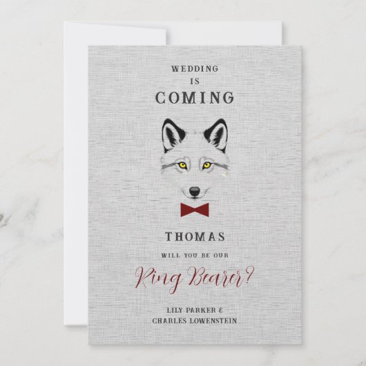 Wedding Wolf Ring Bearer Grey Shades Red Bow Tie (Voorkant)