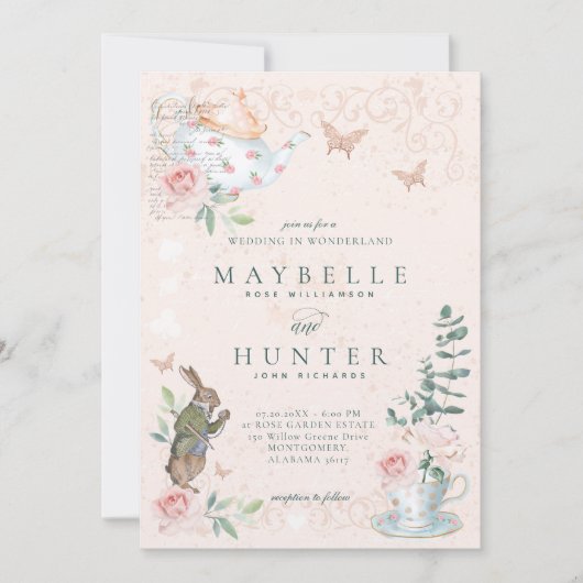 Wedding Wonderland  Alice in Wonderland Kaart (Voorkant)