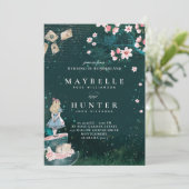 Wedding Wonderland Alice in Wonderland Kaart (Staand voorkant)