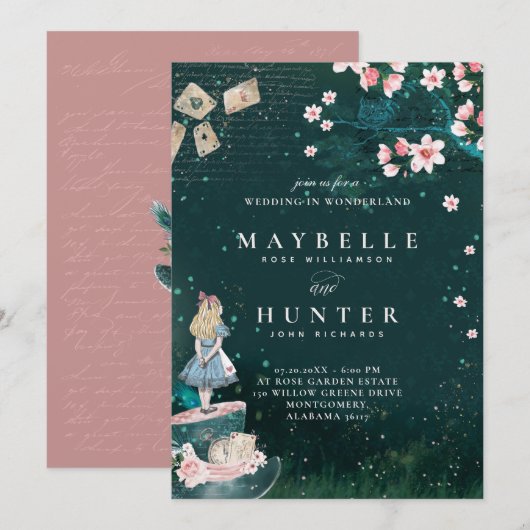 Wedding Wonderland Alice in Wonderland Kaart (Voorkant / Achterkant)