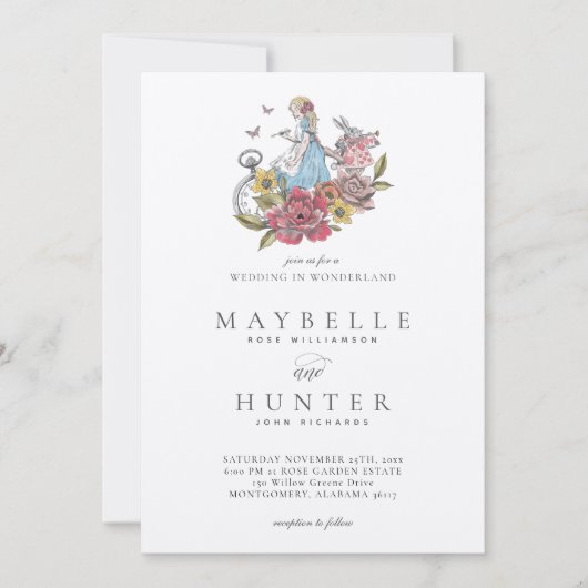 Wedding Wonderland  Alice in Wonderland Kaart (Voorkant)