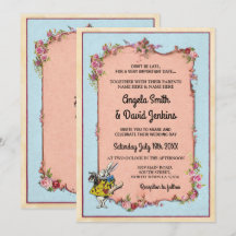 Wedding Wonderland Konijn Vintage Floral invite