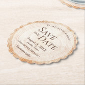 Wedding Wood cut slice tree bark save the date Kartonnen Onderzetters (Gekanteld)