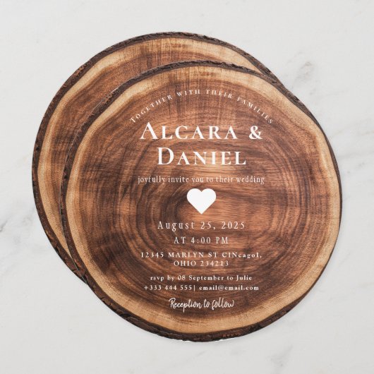 Wedding Wood Cut Unique Custom Invitation Kaart (Voorkant / Achterkant)