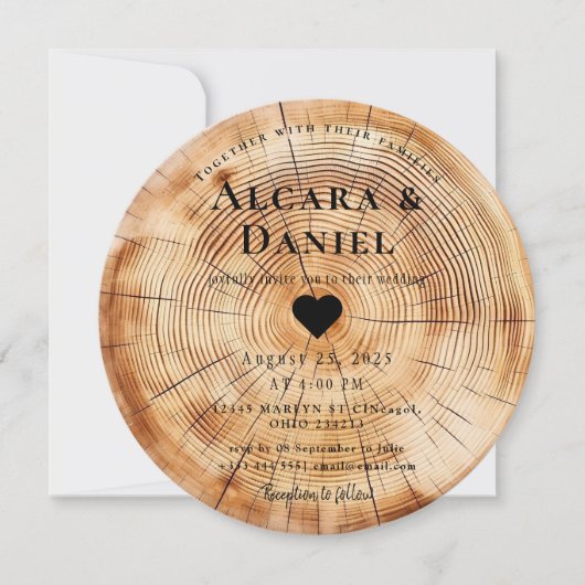 Wedding Wood Cut Unique Custom Invitation Kaart (Voorkant)