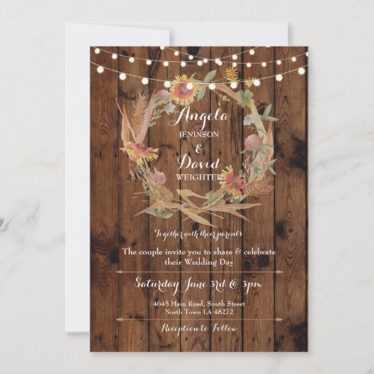 Wedding Wood Herfst in Love Krans Party Uitnodigin Kaart (Voorkant)
