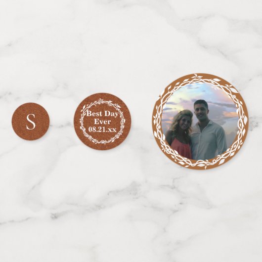 Wedding Woodsy Elegant Copper Voeg uw foto toe Confetti (Voorkanten)