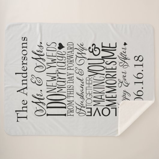 Wedding Word Art Collage Sherpa Deken (Voorkant (horizontaal))