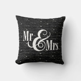 Wedding Words B&W "Mr & Mrs." kussen, gepersonalis Kussen
