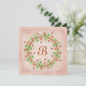 Wedding Wreath met Monogram Kaart (Staand voorkant)