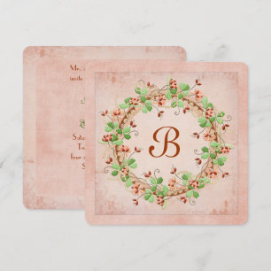 Wedding Wreath met Monogram Kaart