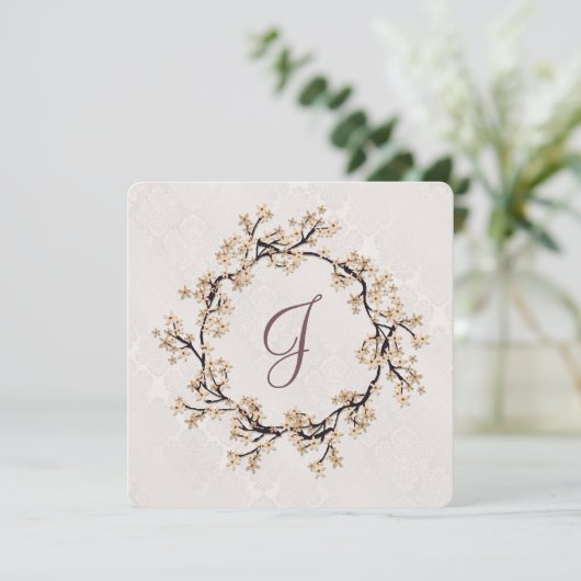 Wedding Wreath op Damask Vow Renewal Kaart (Staand voorkant)