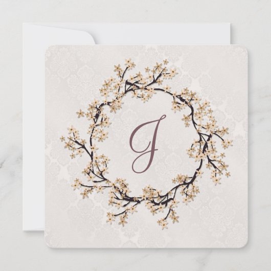 Wedding Wreath op Damask Vow Renewal Kaart (Voorkant)