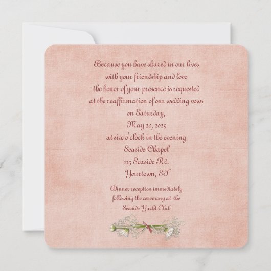 Wedding Wreath Vow Renewal Kaart (Achterkant)