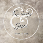 Wedding, Zijn & haar Manuscript Namen, Datum, Zwar Vloersticker<br><div class="desc">Zijn en haar namen in mooie zwarte en grijze scriptletters en date voor een elegant design voor je bruiloft.</div>