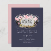 WEDDING - Zilver Rosegold Floral Girly Glitter (Voorkant / Achterkant)