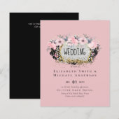 WEDDING - Zilver Rosegold Floral Girly Glitter (Voorkant / Achterkant)