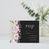 WEDDING - Zilver Rosegold Floral Girly Glitter Briefkaart (Staand voorkant)