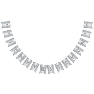 ☆ WEDDING ☆ Zilveren Glitter Kijk Vlaggetjes