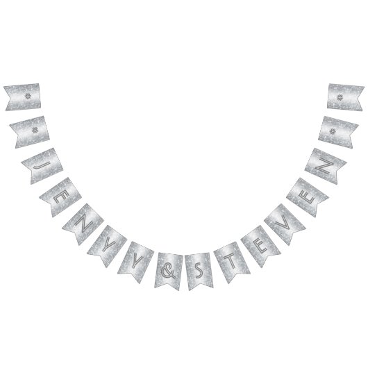 ☆WEDDING☆ Zilveren Glitter Look Vlaggetjes (Alle)