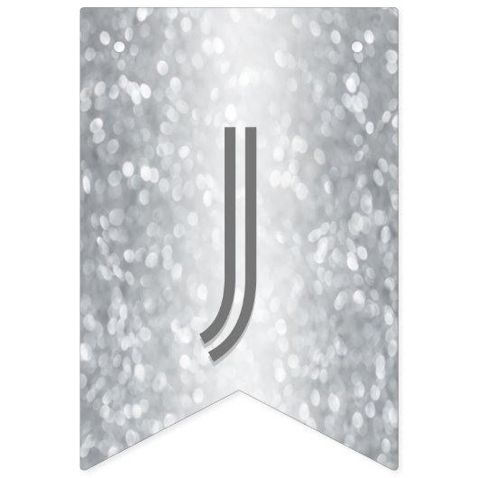 ☆WEDDING☆ Zilveren Glitter Look Vlaggetjes (Derde vlag)