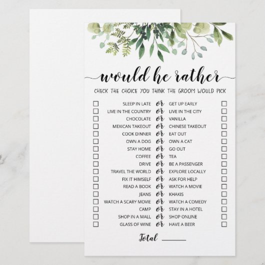 Wedding Zou hij het meest bewerkbare spel (Voorkant / Achterkant)