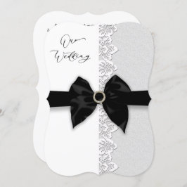 Wedding, Zwarte Bow/Ribbon, Lace (Faux)-grens Kaart