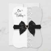 Wedding, Zwarte Bow/Ribbon, Lace (Faux)-grens Kaart (Voorkant)