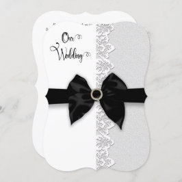 Wedding, Zwarte Bow/Ribbon, Lace (Faux)-grens Kaart