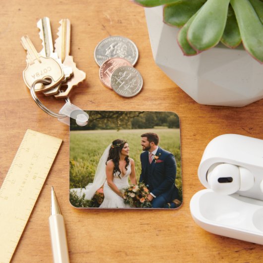 WeddingCouple Metalen Vierkante Sleutelhanger, 2.2 Sleutelhanger (Bureau)