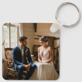 WeddingCouple Metalen Vierkante Sleutelhanger, 2.2 Sleutelhanger (Achterkant)