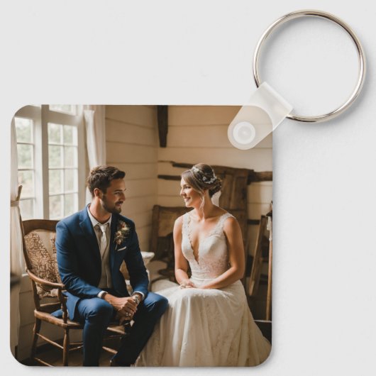 WeddingCouple Metalen Vierkante Sleutelhanger, 2.2 Sleutelhanger (Achterkant)
