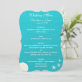 Weddingmenu met schelpen op het strand op maat gem kaart (Staand voorkant)