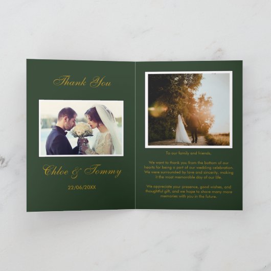 Weddings Groen Gepersonaliseerd Dank je kaarten (Binnen)