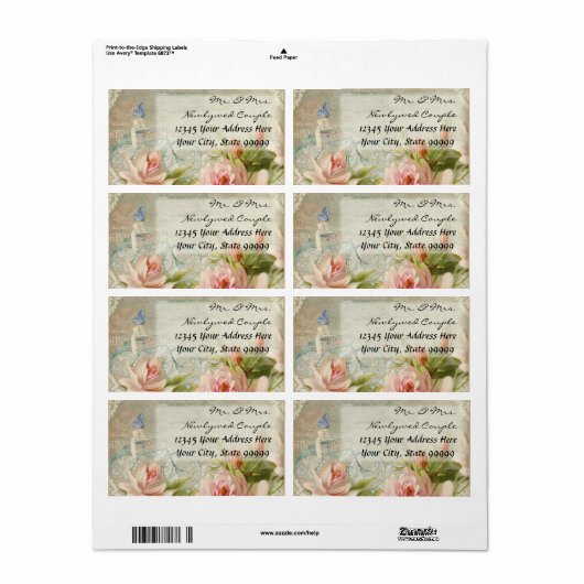 Weddings Hipster Rozen Rustige houten kleding Etiket (Full Sheet)